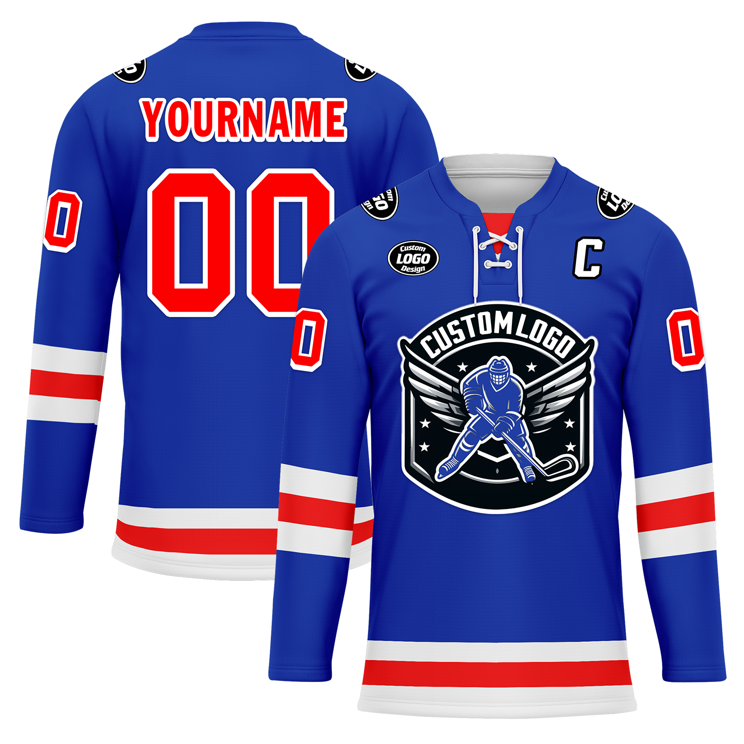 Custom Blue Red Personalized Hockey Jersey HCKJ01-D0a7007