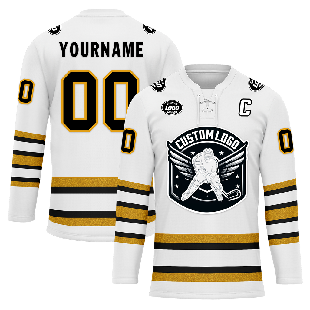 Custom White Yellow Personalized Hockey Jersey HCKJ01-D0a70ef