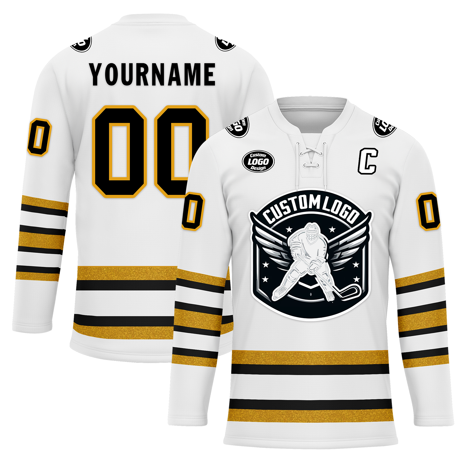 Custom White Yellow Personalized Hockey Jersey HCKJ01-D0a70ef