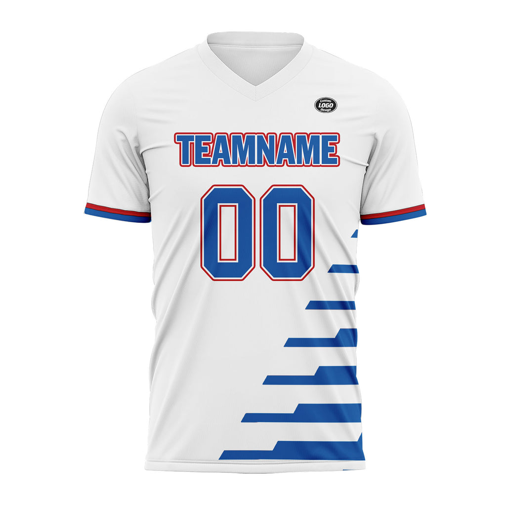 Custom White Blue Soccer Sets Jersey Personalized SCJ101-D28029