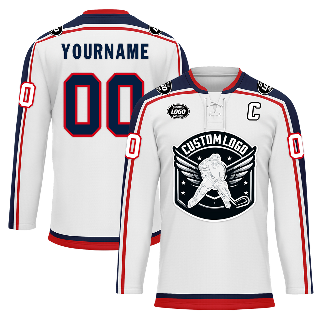 Custom White Personalized Hockey Jersey HCKJ01-D0a70fa
