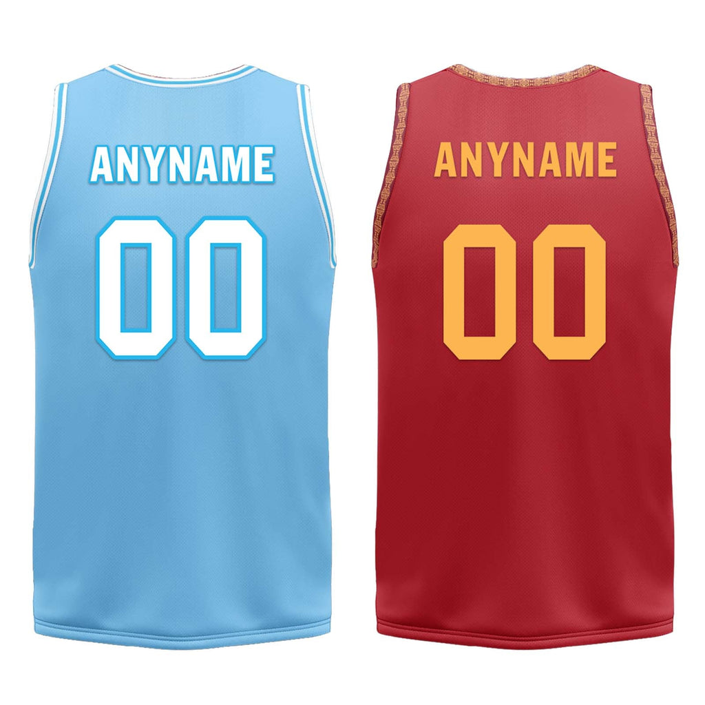 Custom Blue Red Cleveland City Edition Personalized Reversible Basketball Set Sports Basketball Jersey BBJ01R-D0610-6-COOLMAX