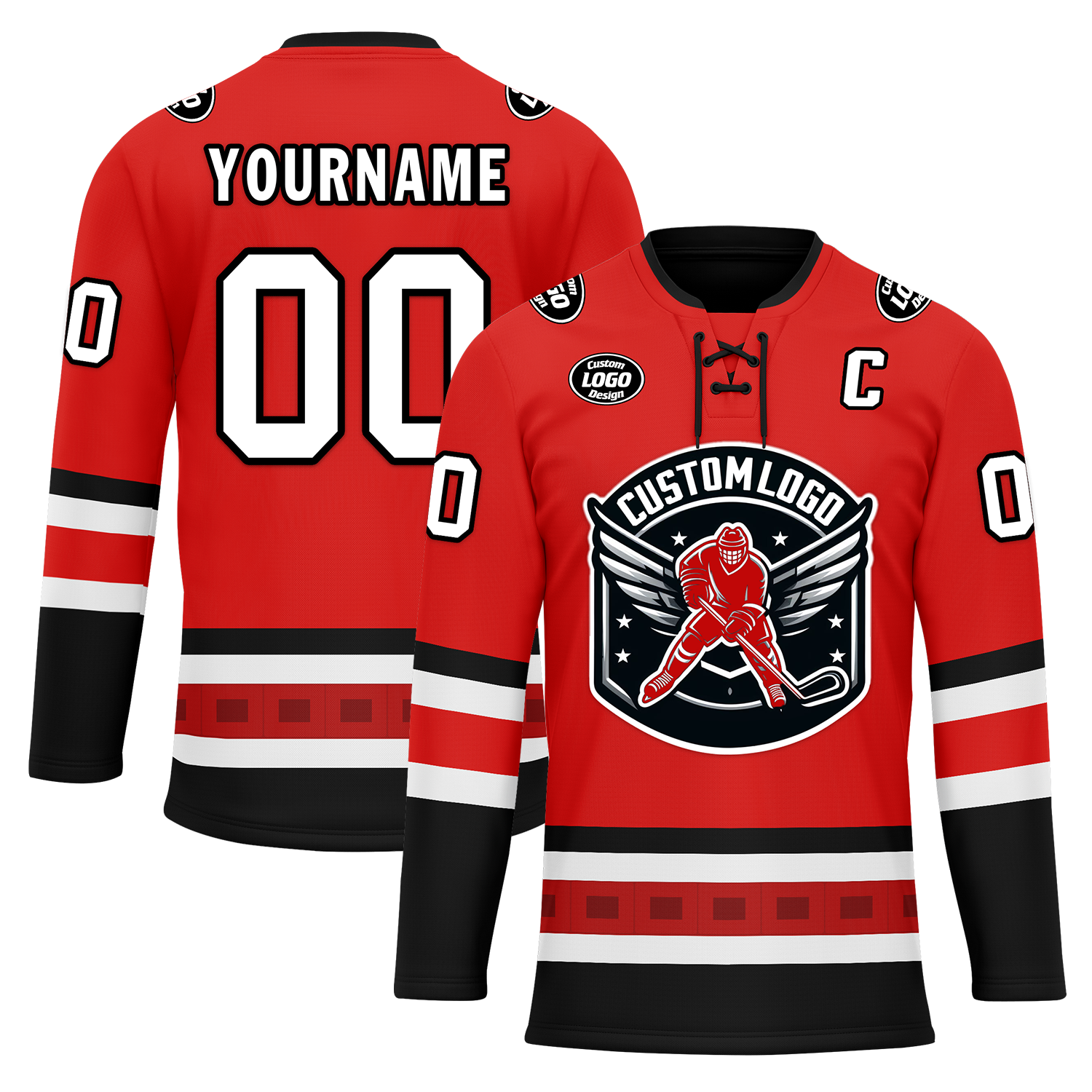 Custom Red Black Personalized Hockey Jersey HCKJ01-D0a700a