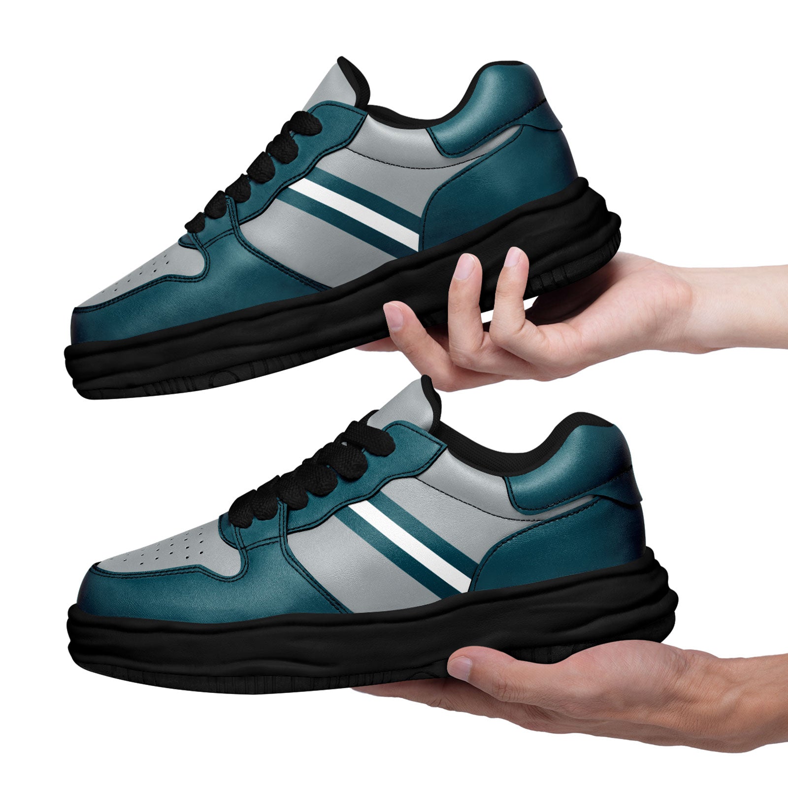 Custom Green Gray Philadelphia Shoes Personalized Sneaker FN032-D020389-23