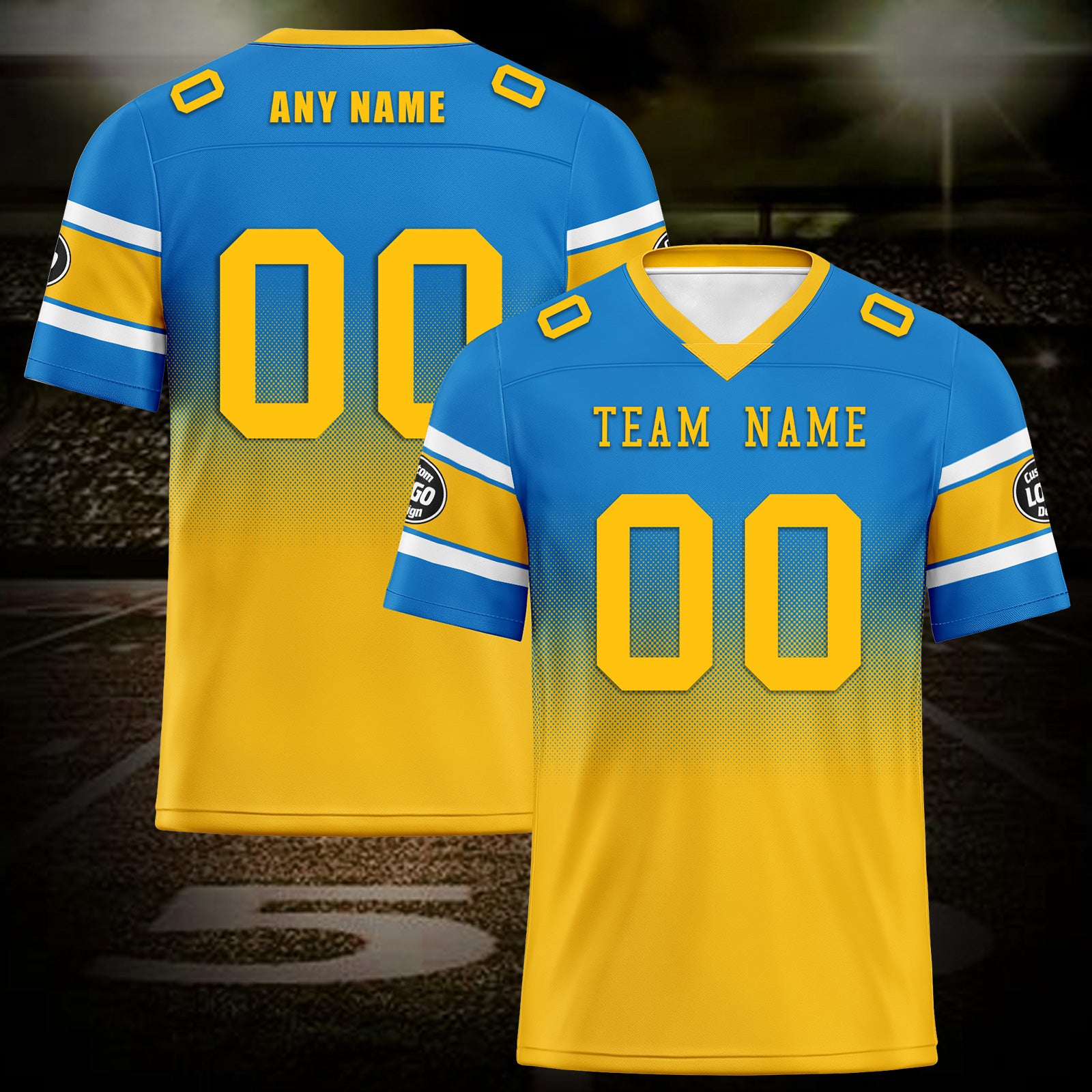 Custom Blue Yellow Los Angeles Football Jersey and Hat Combo Offer Personalized Combo ZH-D020326-22
