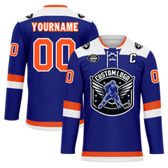 Custom Blue Orange Personalized Hockey Jersey HCKJ01-D0a700f