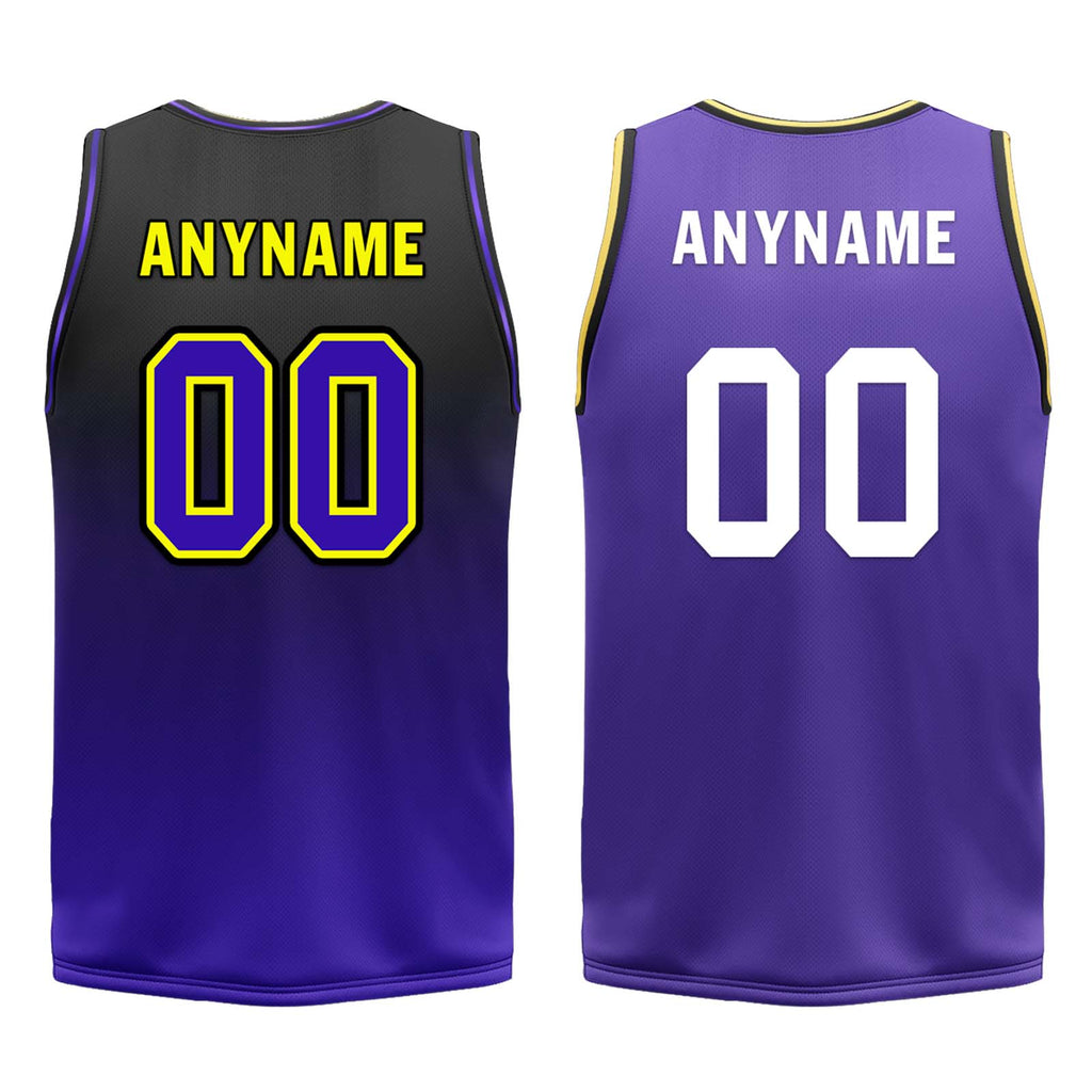 Custom Black Purple Los Angeles City Edition Personalized Reversible Basketball Set Sports Basketball Jersey BBJ01R-D0610-14
