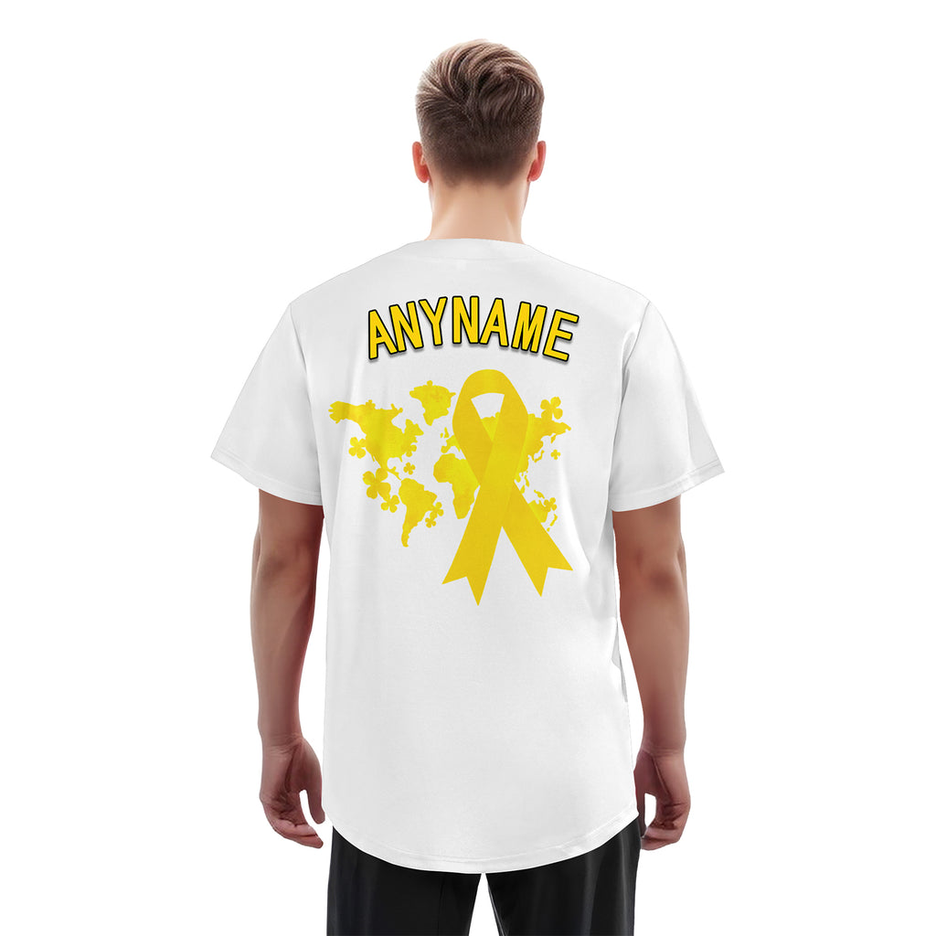 Custom White World Cancer Day Personalized Authentic Baseball Jersey BSBJ01-E06020-6