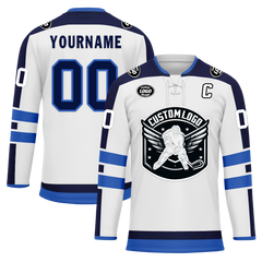 Custom White Blue Personalized Hockey Jersey HCKJ01-D0a70e0