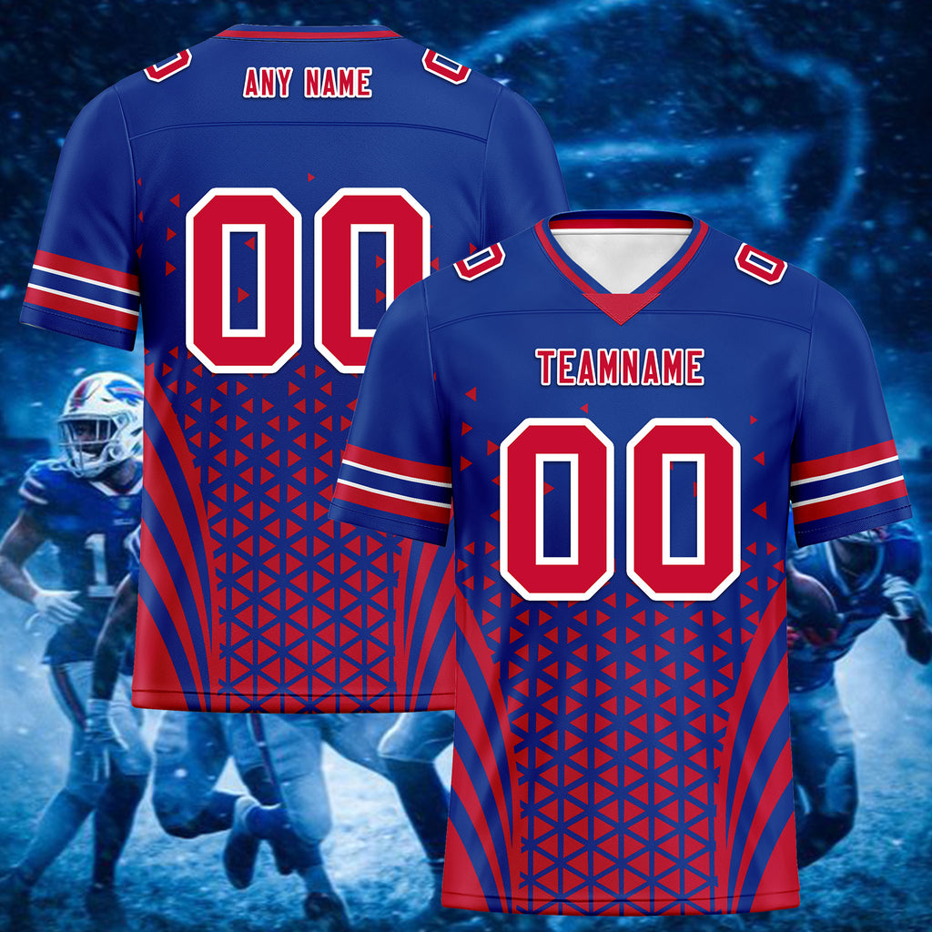 Custom Blue Red New York Personalized Authentic Football Jersey FBJ02-D023033-4
