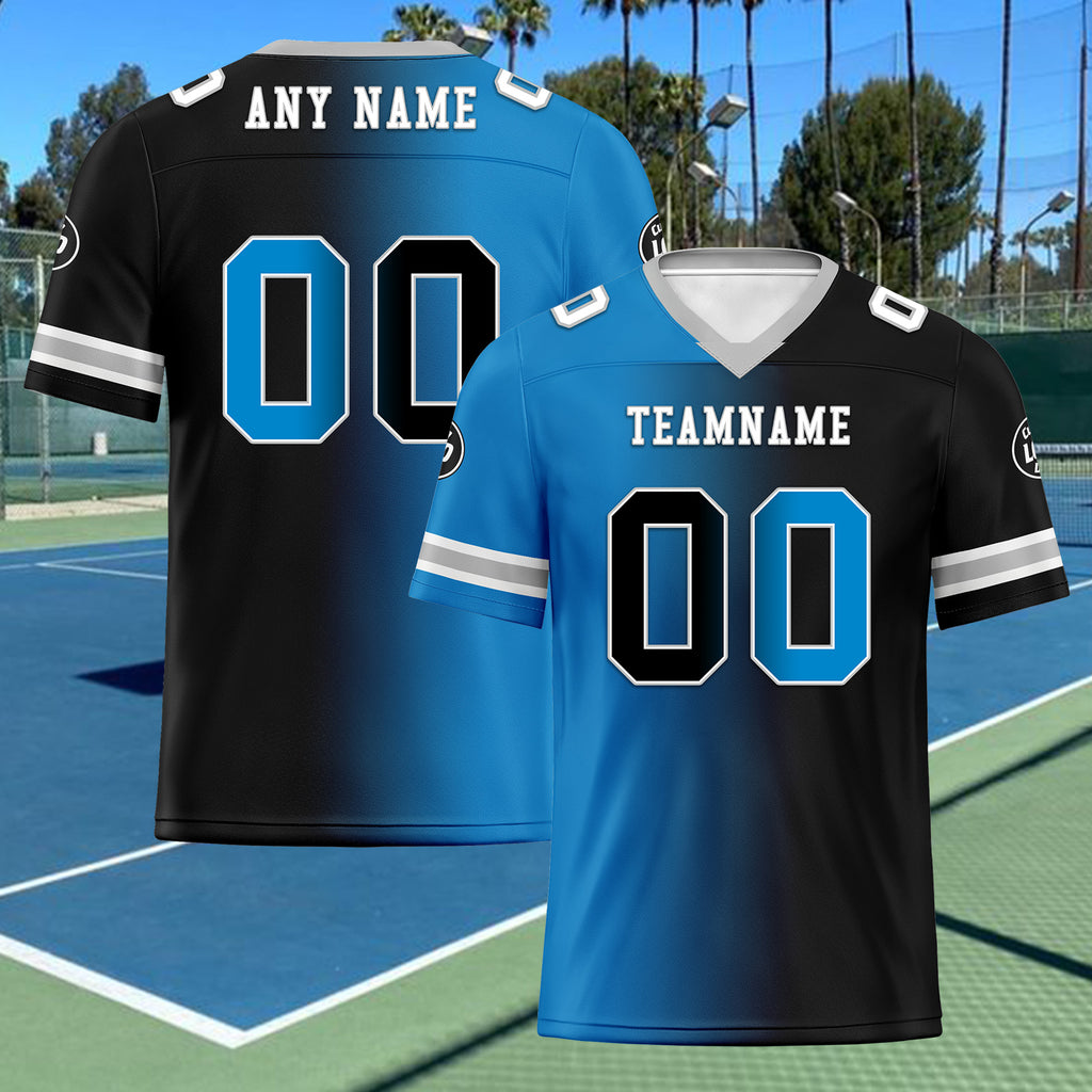 Custom Blue Black North Carolina Personalized Authentic Football Jersey FBJ02-D028017-3