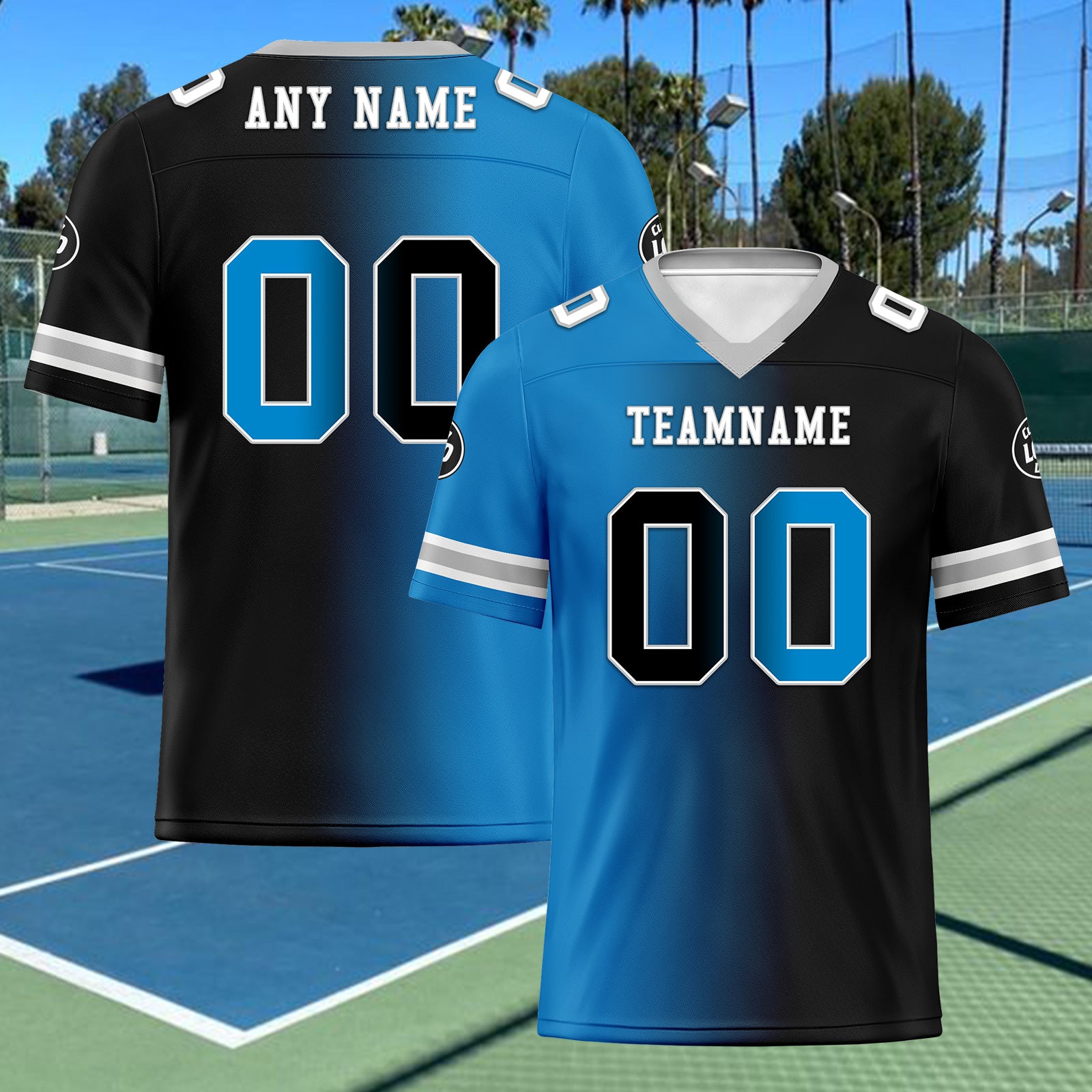 Custom Blue Black North Carolina Personalized Authentic Football Jersey FBJ02-D028017-3