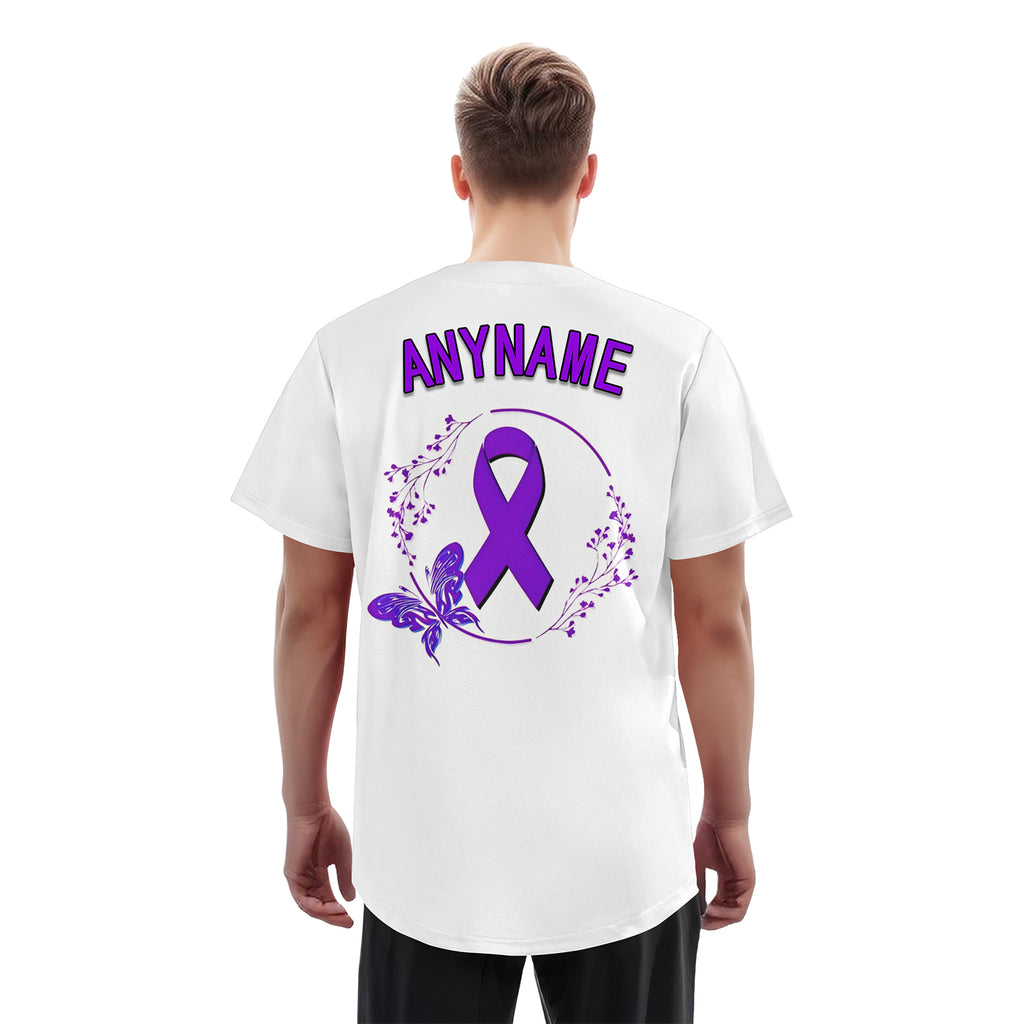 Custom White World Cancer Day Personalized Authentic Baseball Jersey BSBJ01-E06020-8