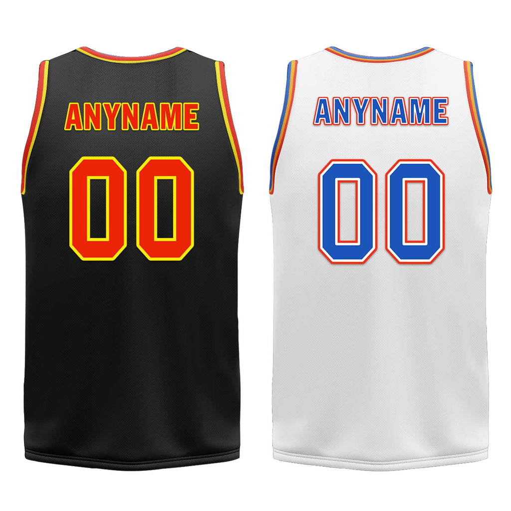 Custom Black Blue Orange White Oklahoma City City Edition Personalized Reversible Basketball Set Sports Basketball Jersey BBJ01R-D0610-21