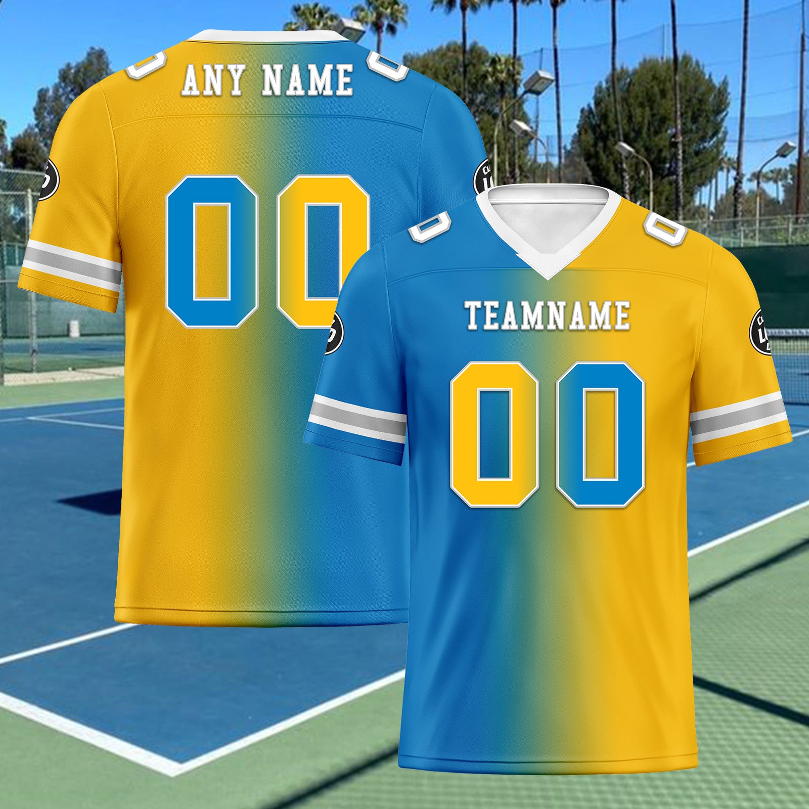 Custom Yellow Blue California Personalized Authentic Football Jersey FBJ02-D028017-27