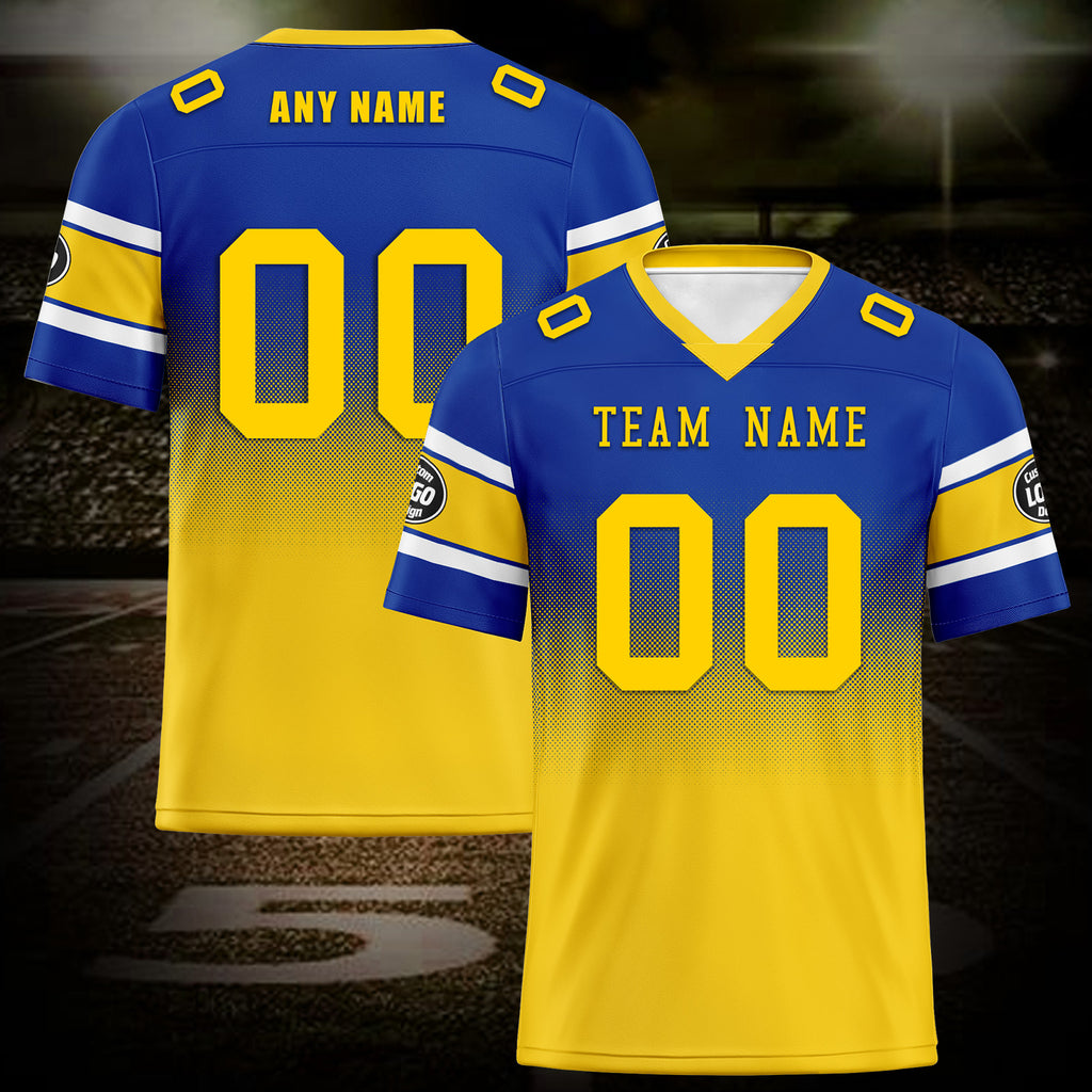 Custom Blue Yellow Los Angeles Personalized Authentic Football Jersey FBJ02-D020249-15
