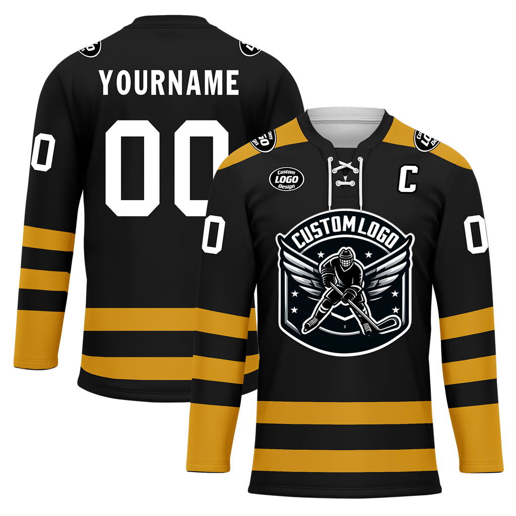 Custom Black Yellow Personalized Hockey Jersey HCKJ01-D0a70ee