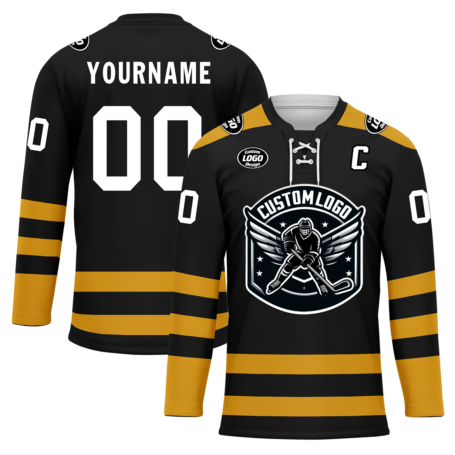 Custom Black Yellow Personalized Hockey Jersey HCKJ01-D0a70ee