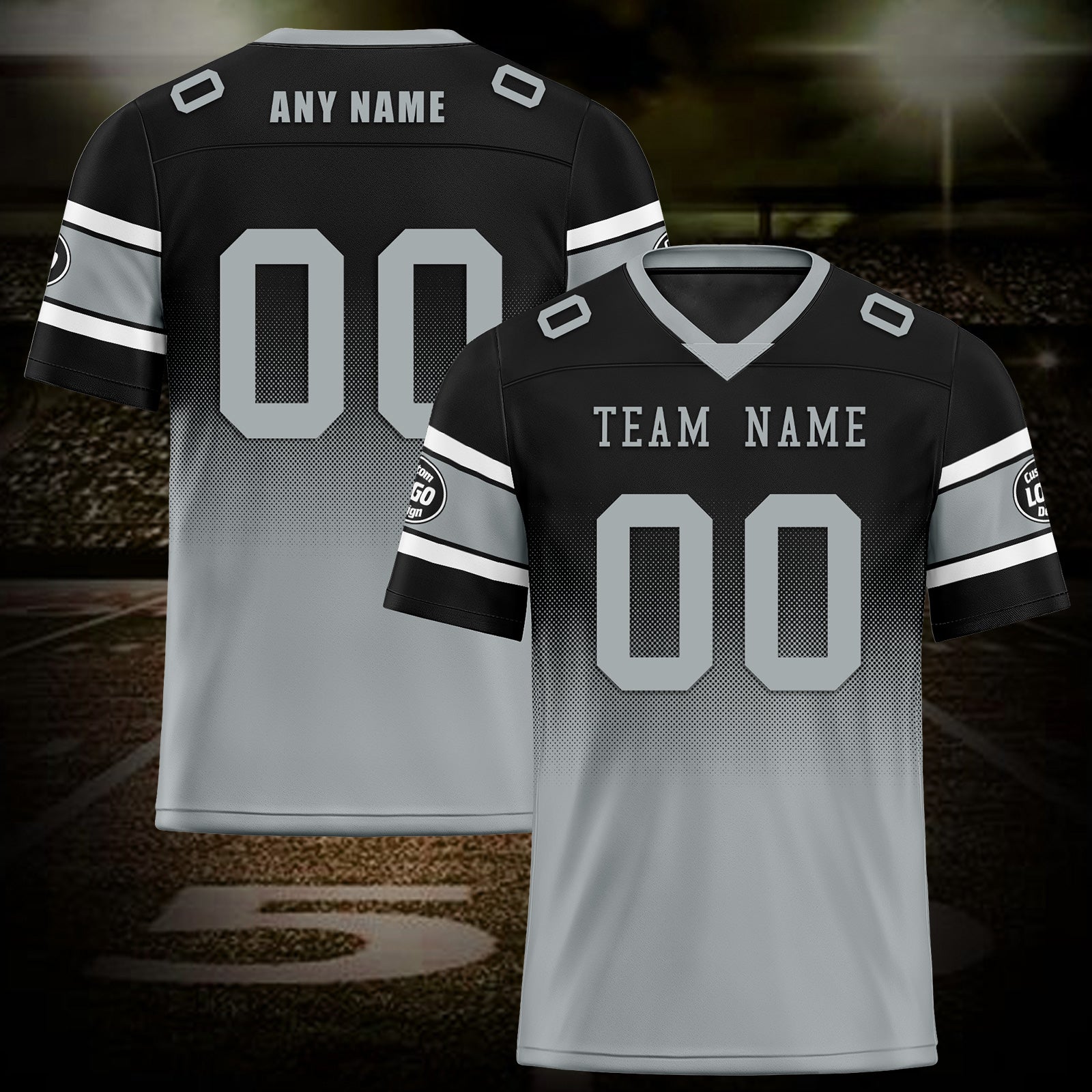 Custom Black Gray Las Vegas Personalized Authentic Football Jersey FBJ02-D020249-20