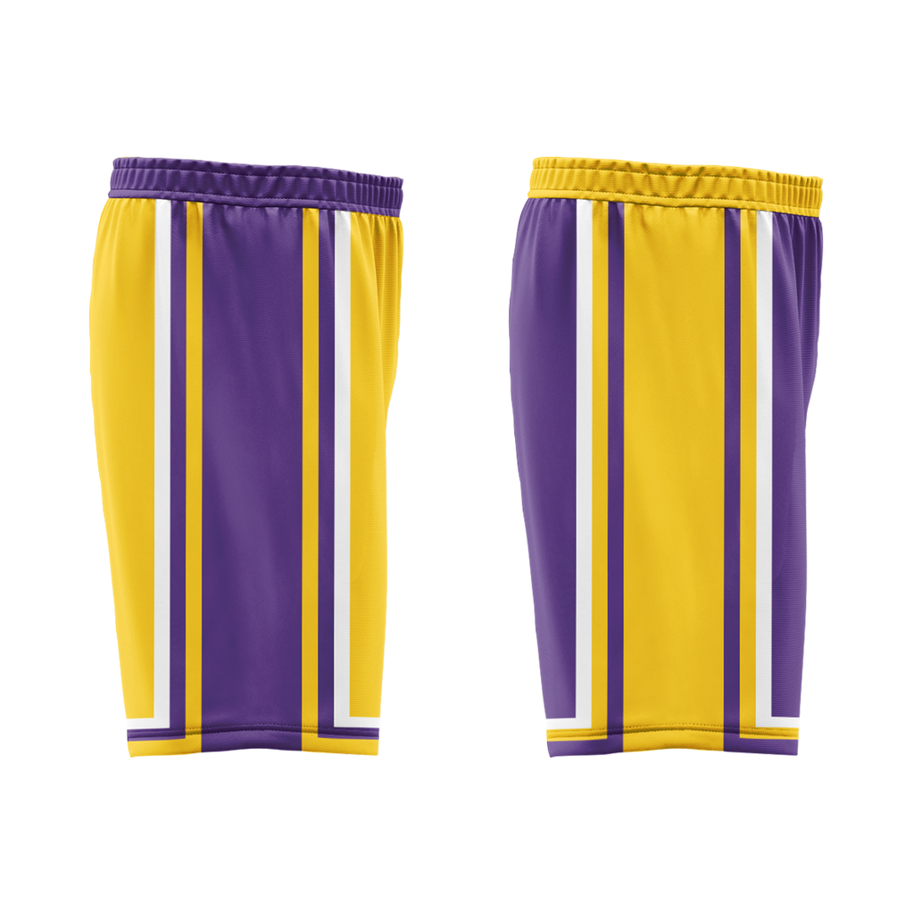 Custom Yellow Purple Classic Style Reversible Basketball Uniform Personalized COOLMAX BBJR-D017034