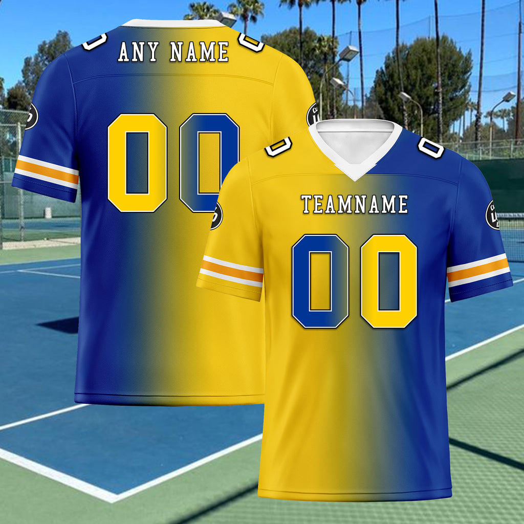 Custom Yellow Blue California Personalized Authentic Football Jersey FBJ02-D028017-8