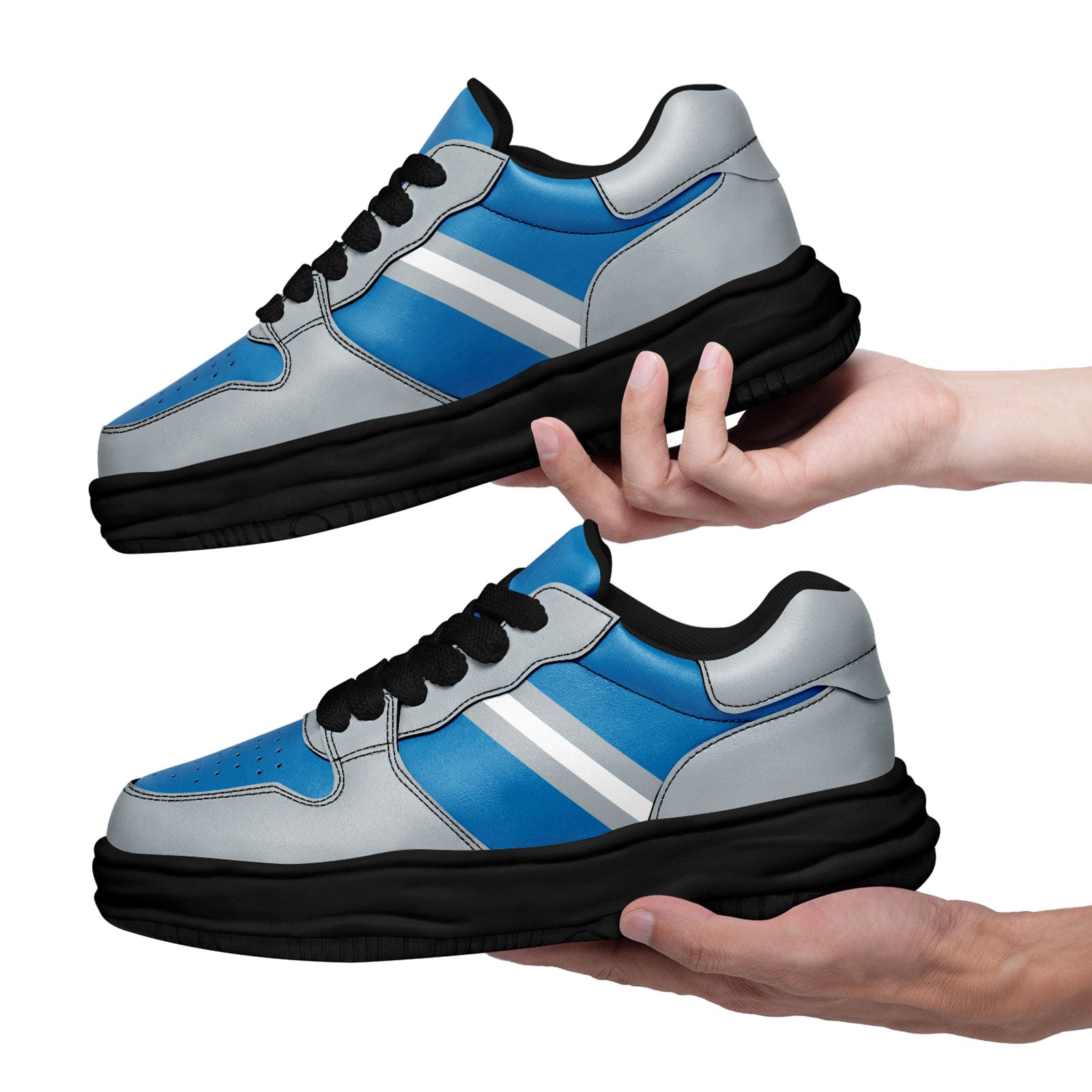 Custom Blue Gray Detroit Shoes Personalized Sneaker FN032-D020389-11