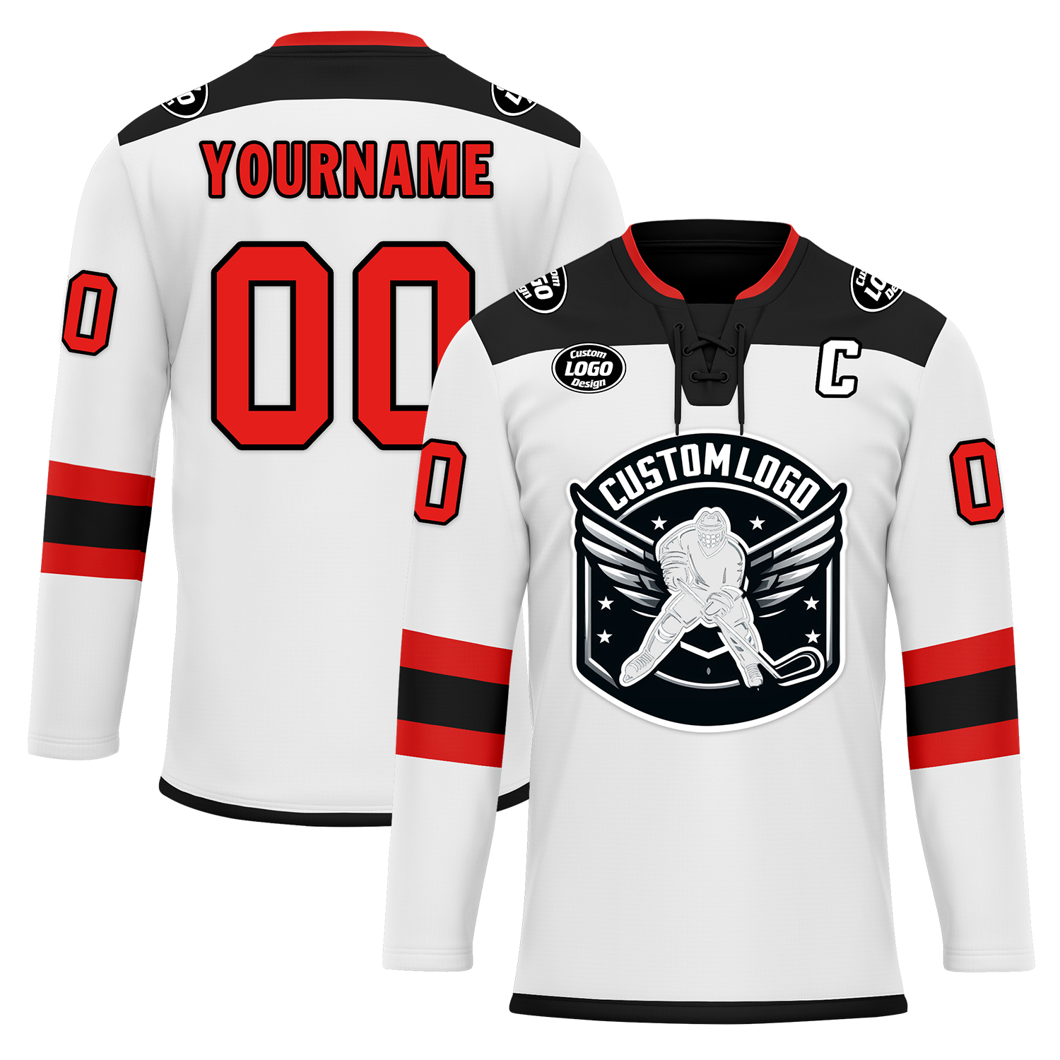 Custom White Black Personalized Hockey Jersey HCKJ01-D0a700c