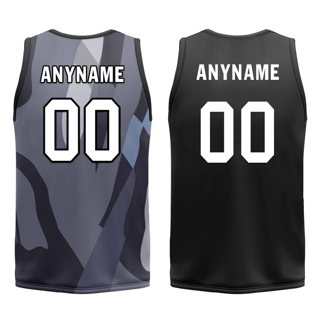 Custom Camouflage Black Brooklyn City Edition Personalized Reversible Basketball Set Sports Basketball Jersey BBJ01R-D0610-3