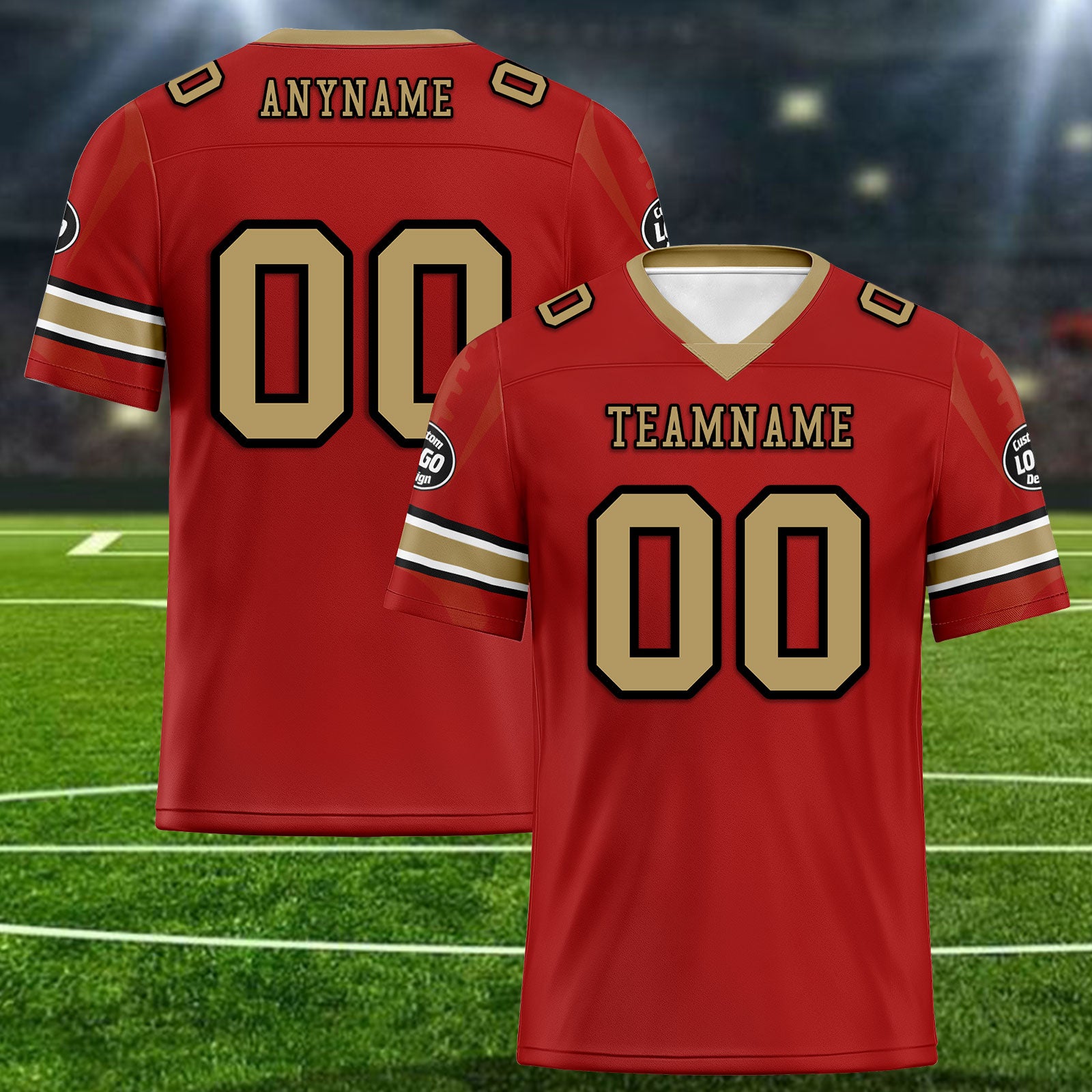 Custom Red San Francisco Personalized Authentic Football Jersey FBJ02-D025033-22