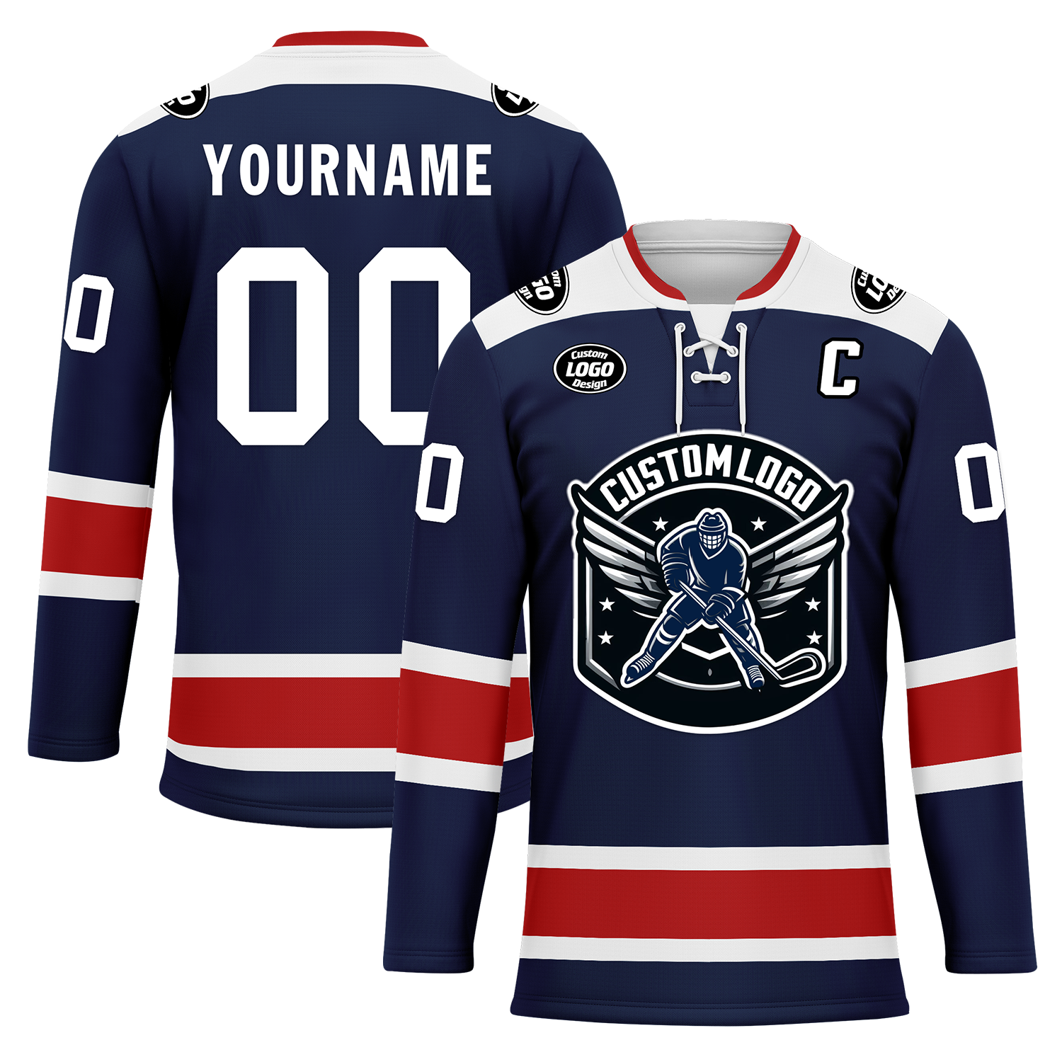Custom Blue Red Personalized Hockey Jersey HCKJ01-D0a70f0