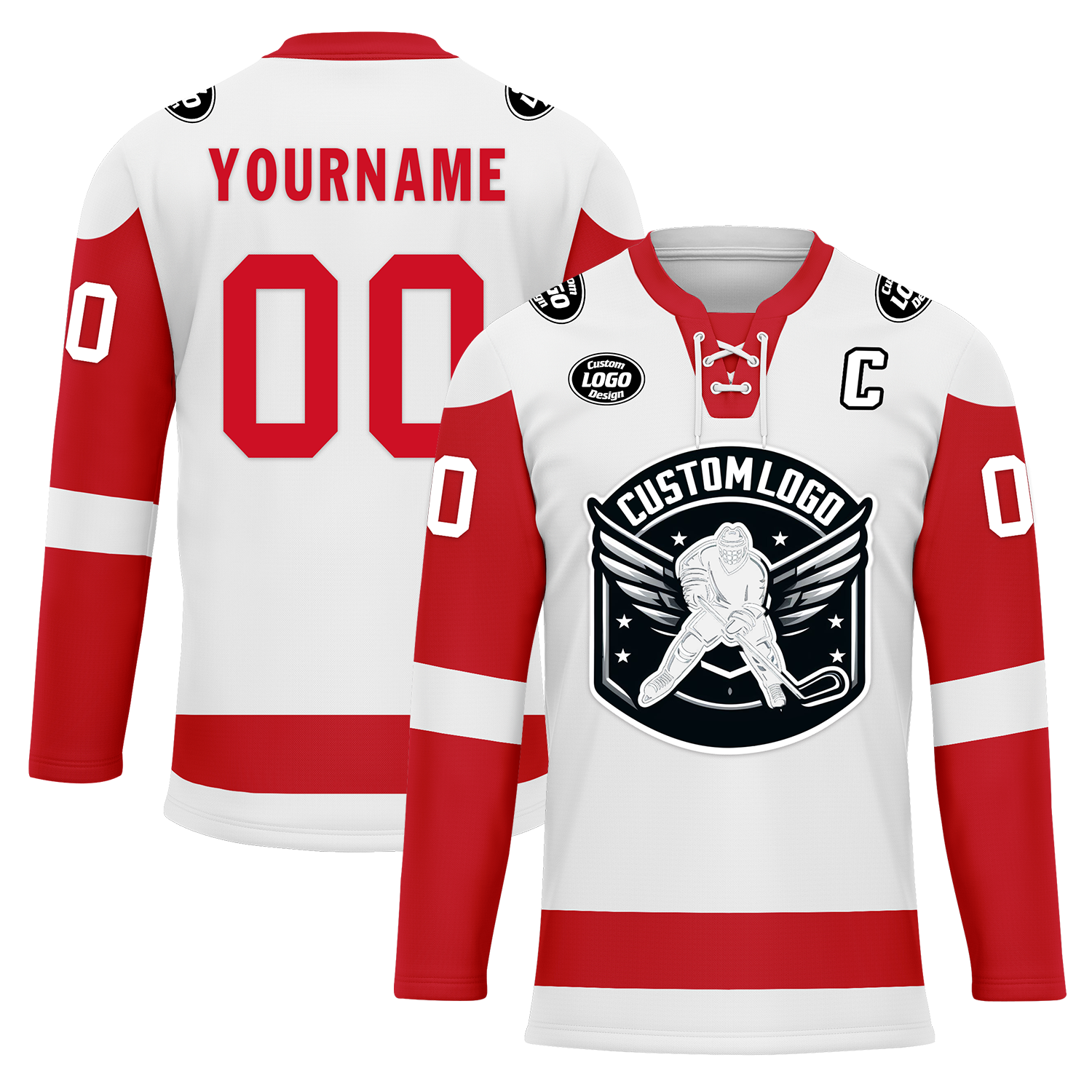 Custom White Red Personalized Hockey Jersey HCKJ01-D0a70ad