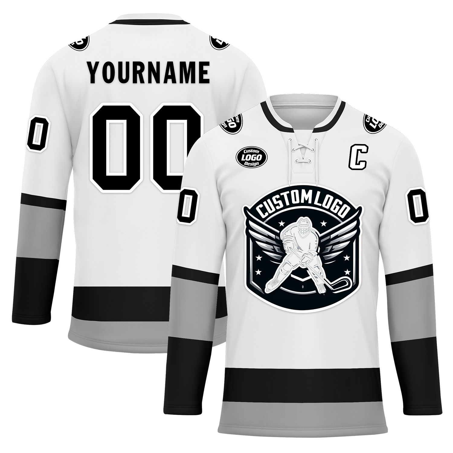 Custom White Grey Personalized Hockey Jersey HCKJ01-D0a70e7