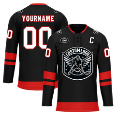 Custom Black Red Personalized Hockey Jersey HCKJ01-D0a700b