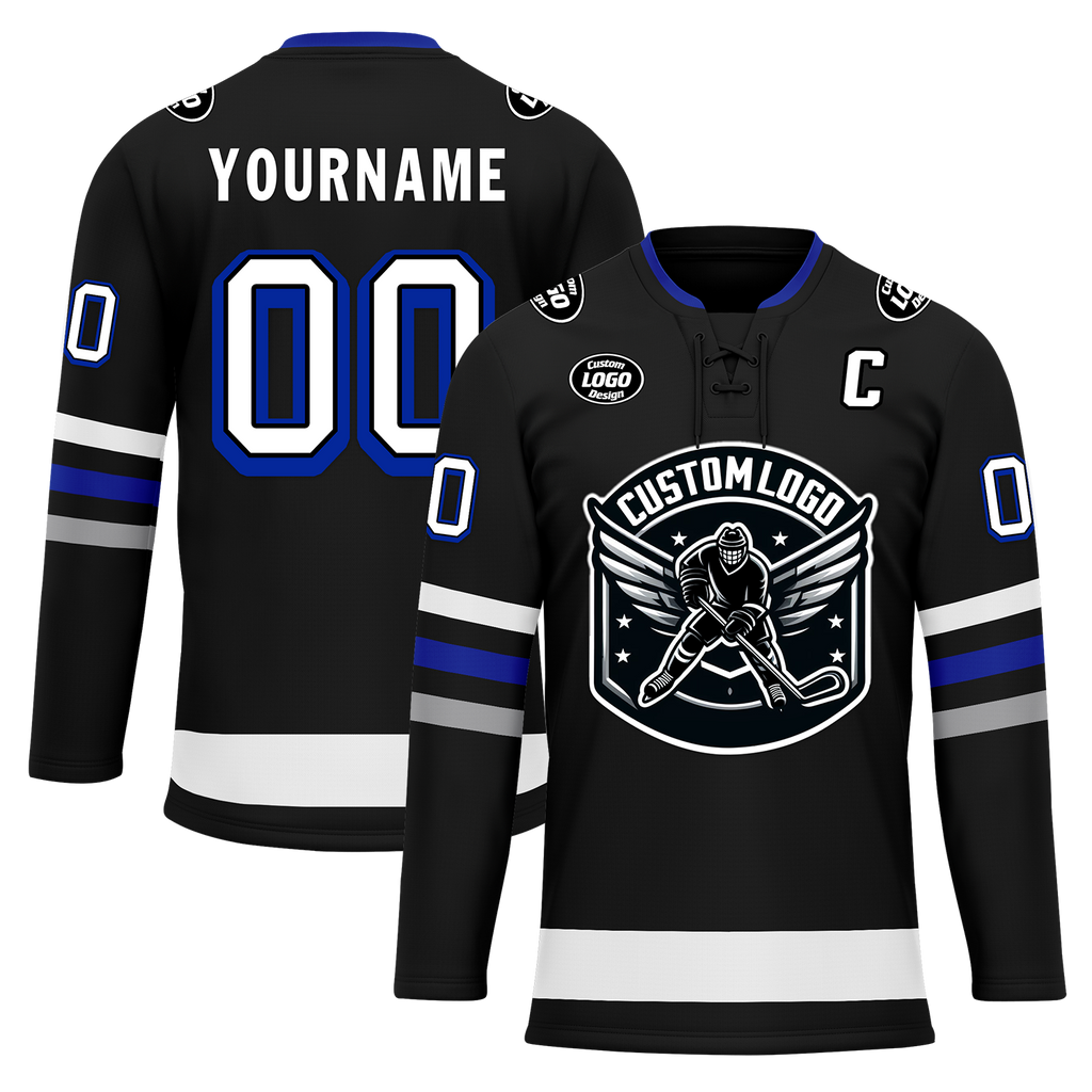 Custom Black Grey Personalized Hockey Jersey HCKJ01-D0a70ba