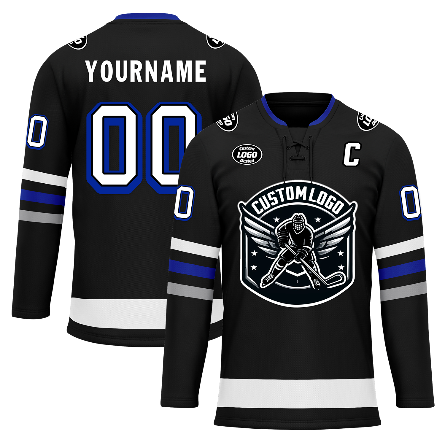 Custom Black Grey Personalized Hockey Jersey HCKJ01-D0a70ba
