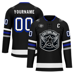 Custom Black Grey Personalized Hockey Jersey HCKJ01-D0a70ba