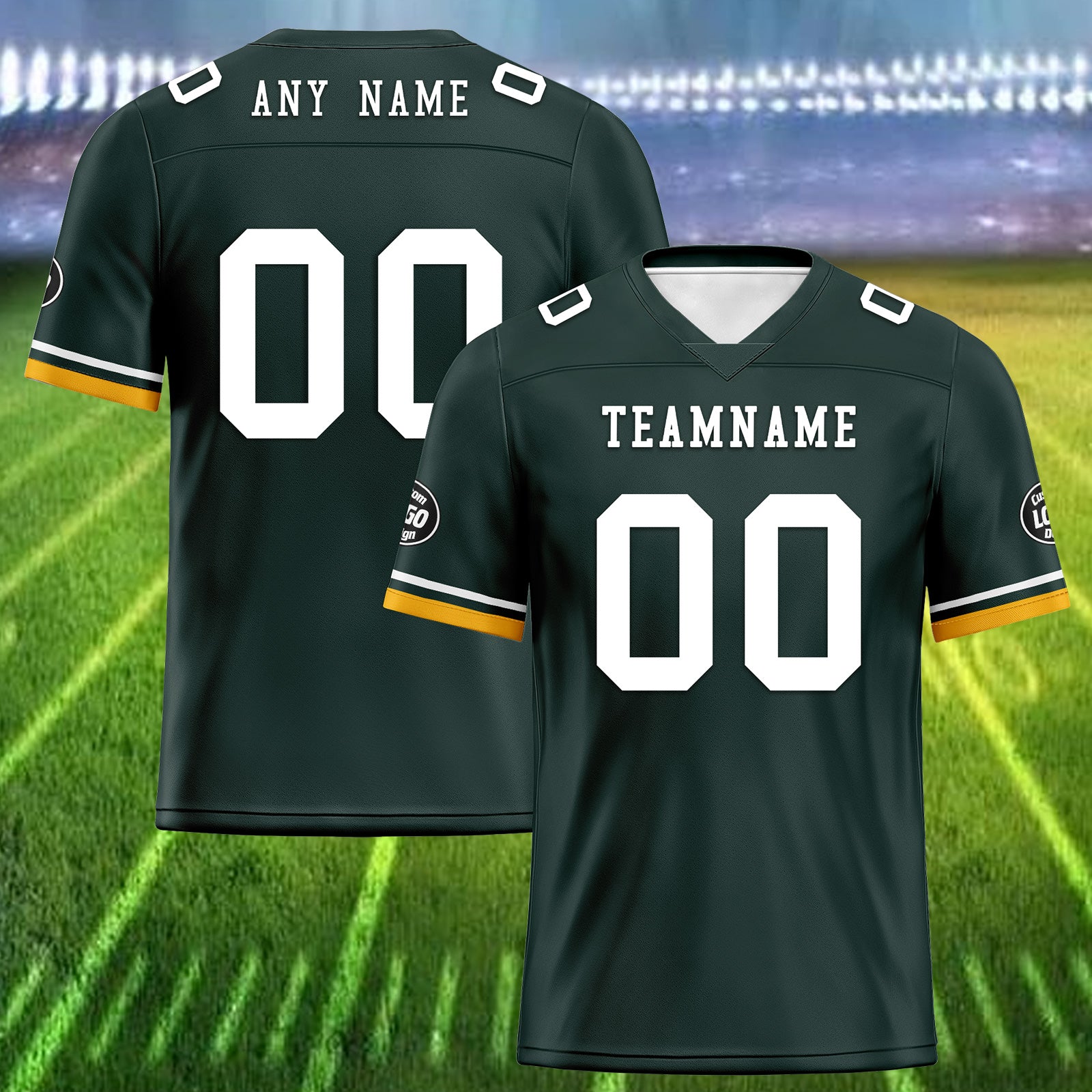 Custom Green Green Bay Personalized Authentic Football Jersey FBJ02-D020263-13