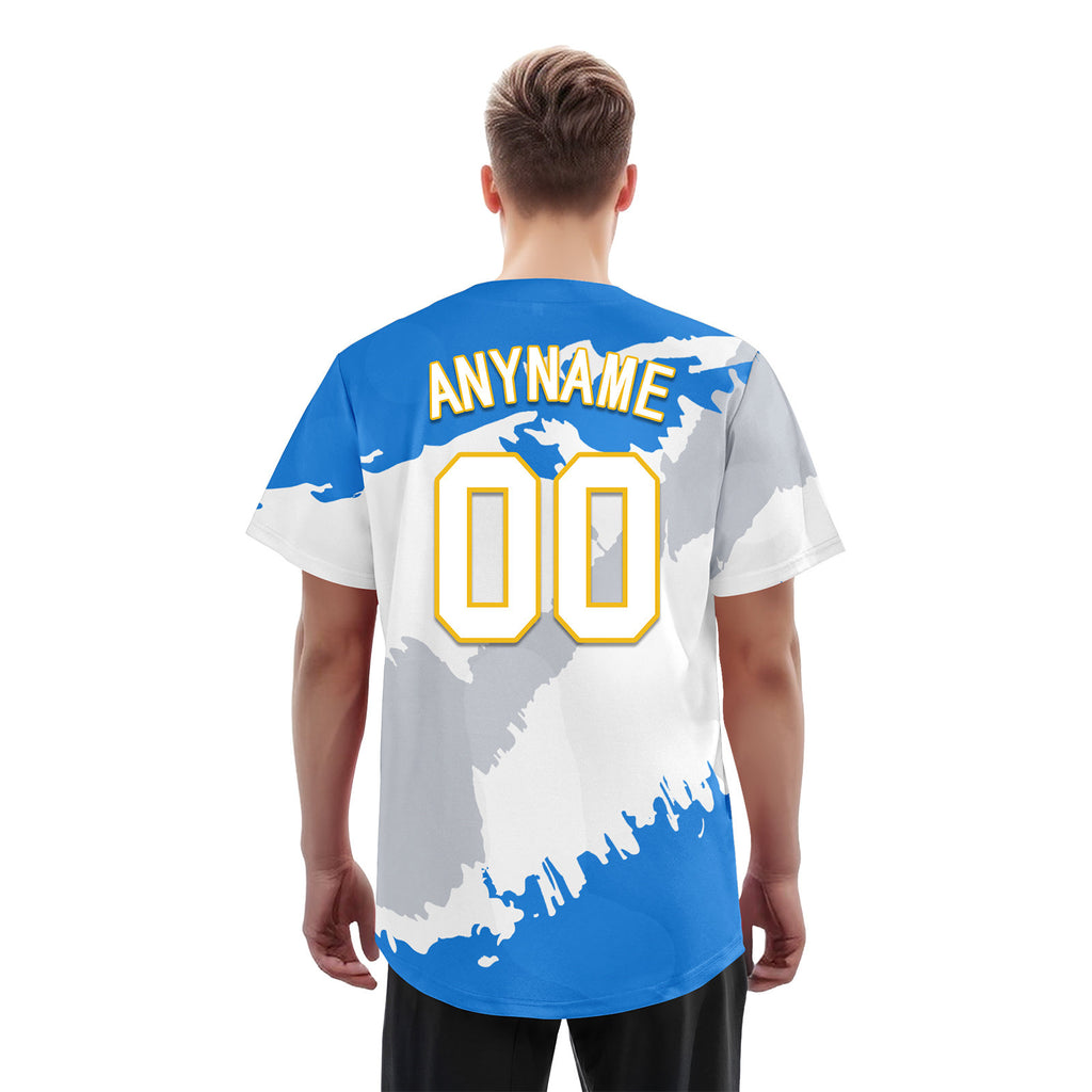 Custom Blue Gold Silver Nicaraguan Flag Personalized Authentic Baseball Jersey BSBJ01-E06022-9