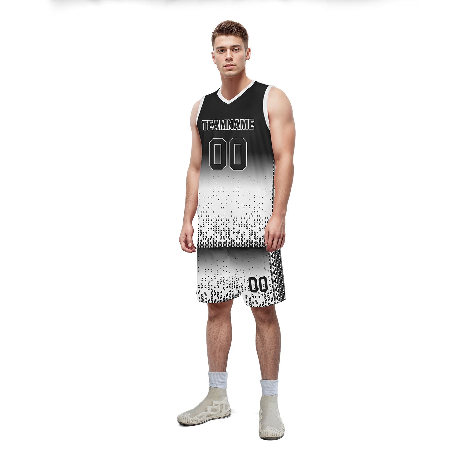 Custom Black White Fade Fashion Sports Uniform Basketball Jersey BBJ01-D020102-2