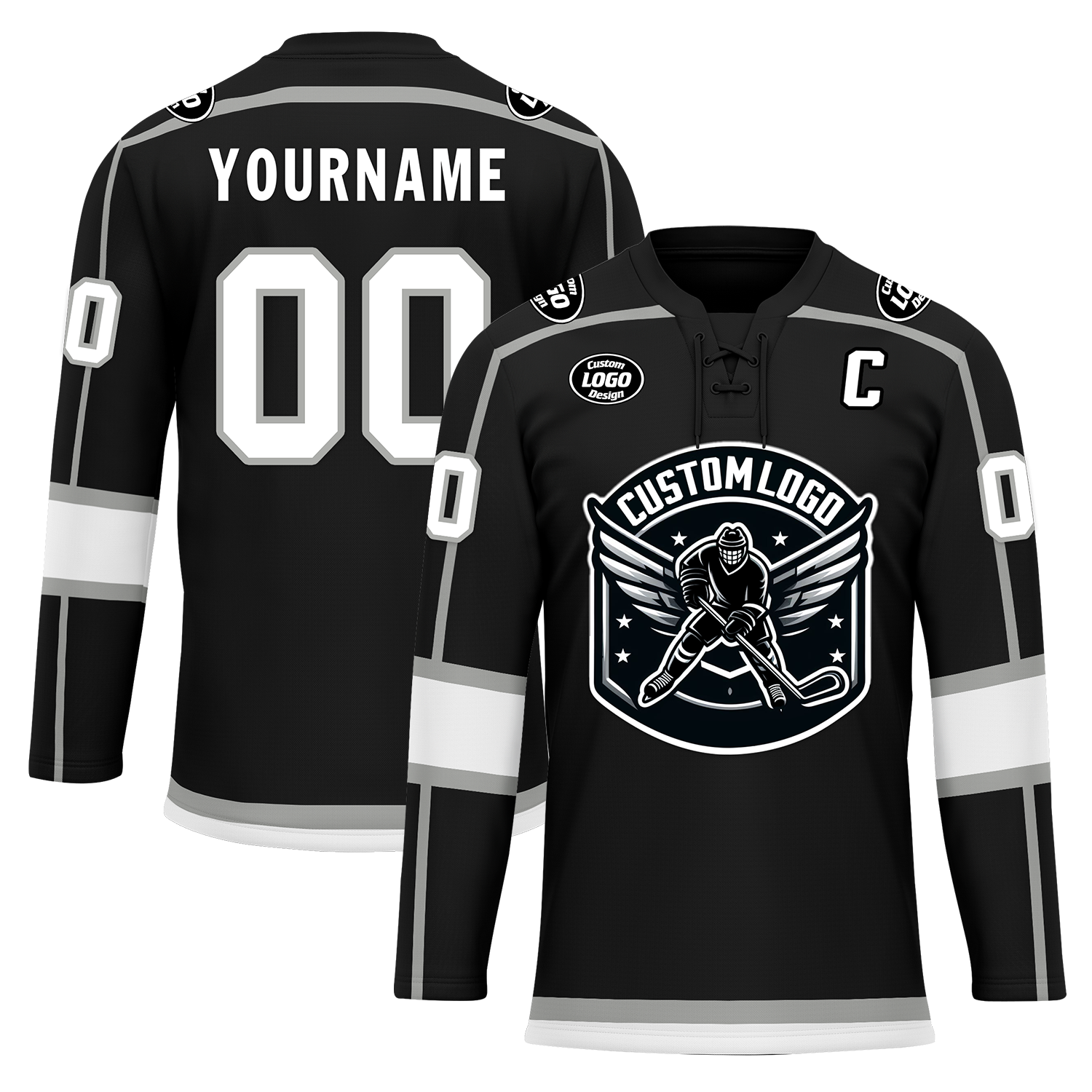 Custom Black White Personalized Hockey Jersey HCKJ01-D0a70e8