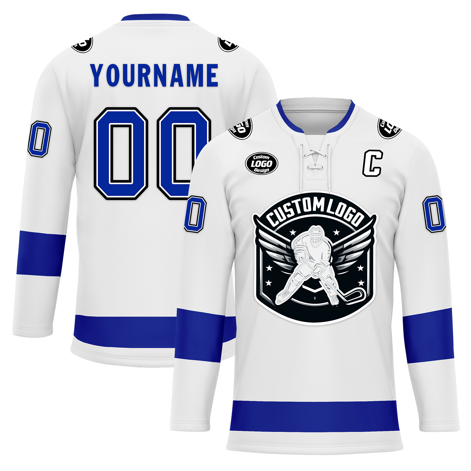 Custom White Blue Personalized Hockey Jersey HCKJ01-D0a70bb