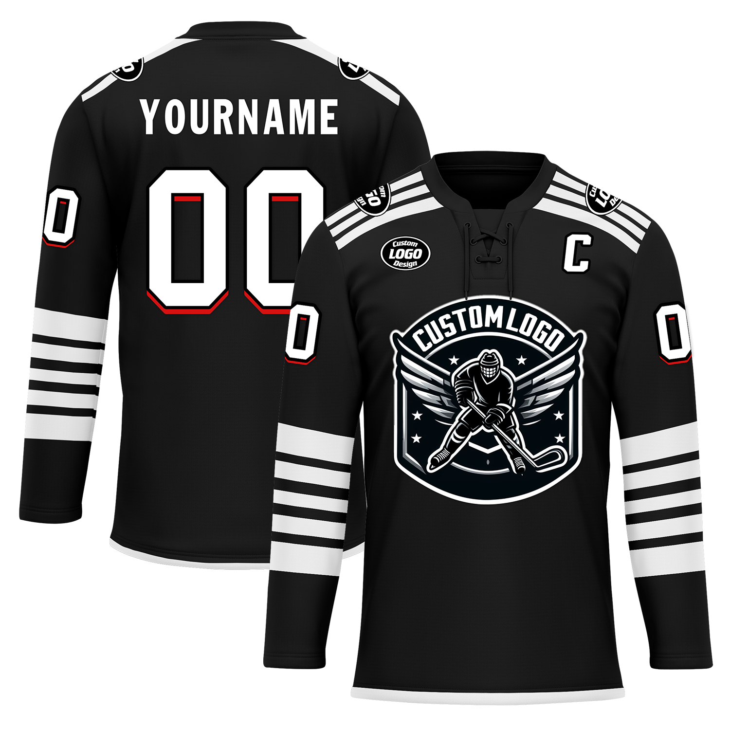 Custom Black White Personalized Hockey Jersey HCKJ01-D0a700d