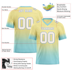 Custom Cream Turquoise Fade Fashion Personalized Authentic Football Jersey FBJ02-D06106