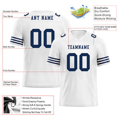 Custom Black Blue Striped Sleeves Personalized Authentic Football Jersey FBJ02-D06031