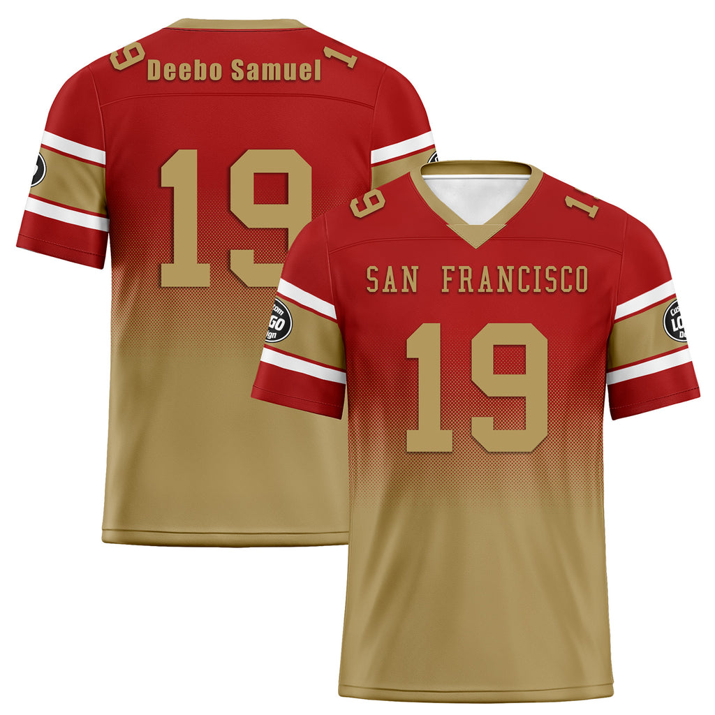 Custom Red Yellow San Francisco Football Jersey and Hat Combo Offer Personalized Combo ZH-D020326-25