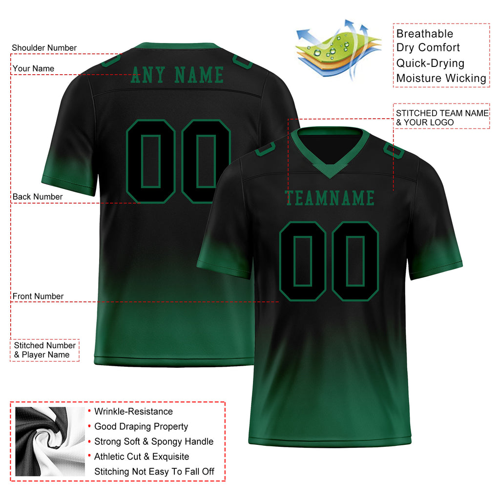 Custom Dark Geen Fade Fashion Personalized Authentic Football Jersey FBJ02-D06086