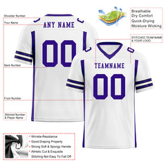 Custom White Purple Striped Sleeves Personalized Authentic Football Jersey FBJ02-D06059