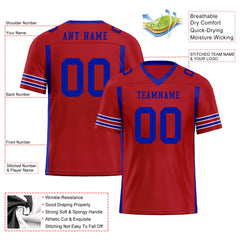 Custom Blue Red Striped Sleeves Personalized Authentic Football Jersey FBJ02-D06057