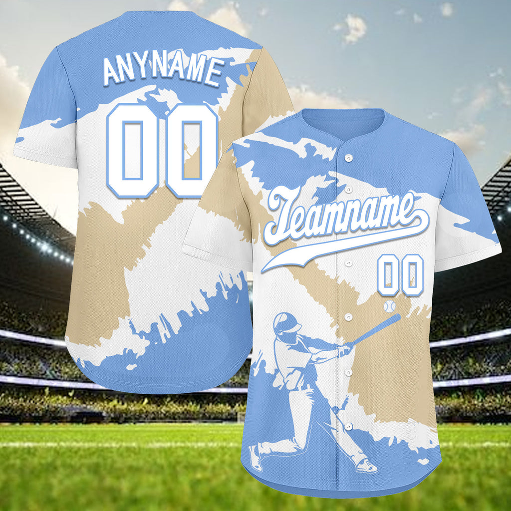 Custom Light Blue White Cream Argentina Flag Personalized Authentic Baseball Jersey BSBJ01-E06022-6