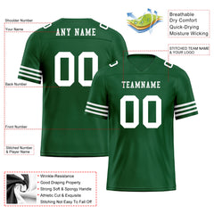 Custom Green White Striped Sleeves Personalized Authentic Football Jersey FBJ02-D06036